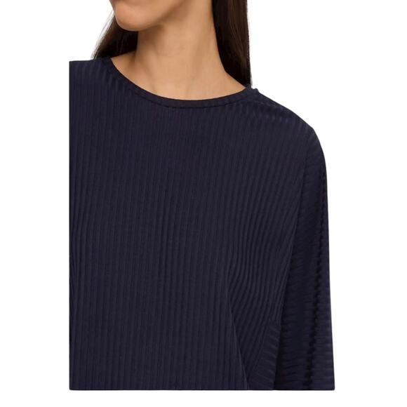 NWT! Eileen Fisher Blue Rib Knit Crew Neck Tunic Sweater XXS - Picture 3 of 9